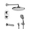 Chrome Thermostatic Tub and Shower System with Rain Shower Head and Hand Shower